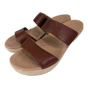 Crocs A-Leigh 2-Strap Mini Wedge Sandal Womens Size 8